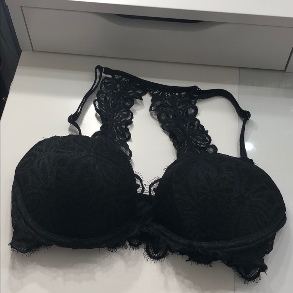 PINK black laced date racer back bra 32 D